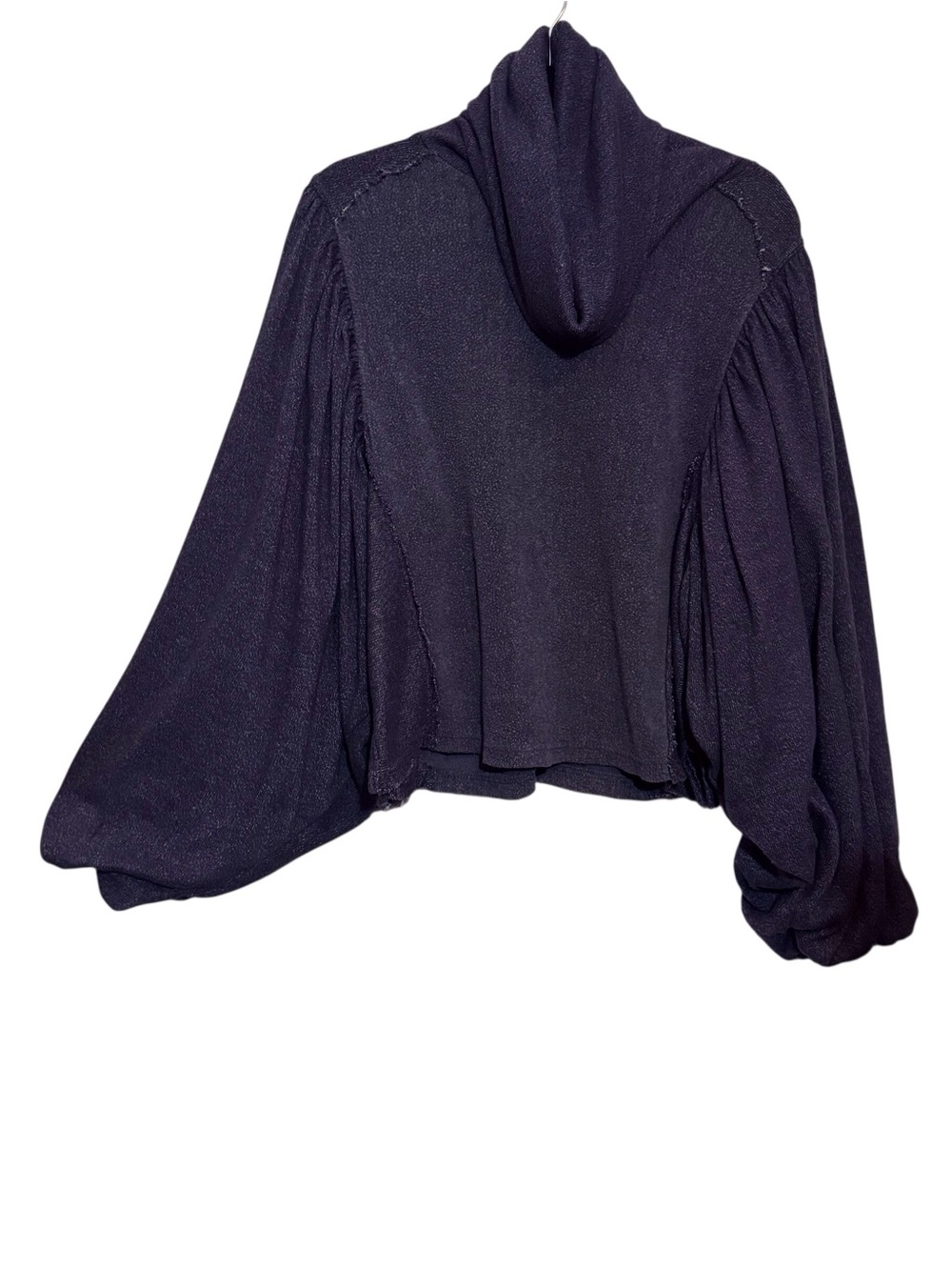 Free People Small Blue Oversized Turtleneck Sweater Boho Western Balloon Sleeve